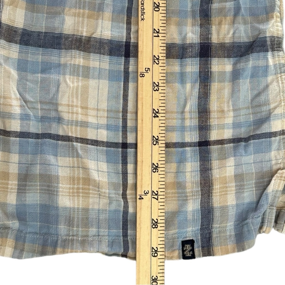 Izod Men’s Plaid Short Sleeve Button Down Linen Cotton Blend Shirt Sz L - Picture 4 of 5